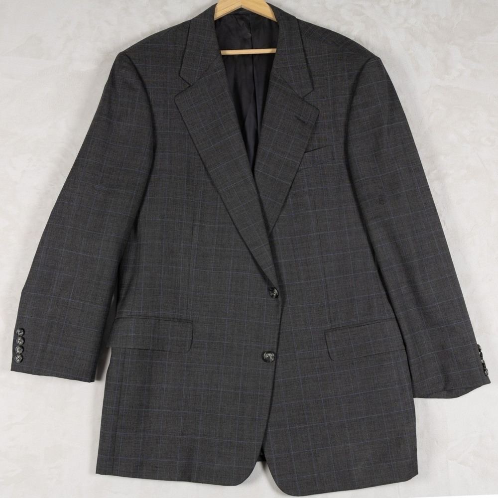 Hickey Freeman Maloufs Suit Jacket Blazer Mens Charcoal‎ Wool Blend 46R